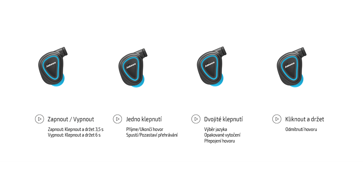 Sluchátka Jabees Shield mají luxusní ovládání pomocí dotyku, žádná tlačítka a přepínače, stačí pouze dotyk jako jste zvyklí ze smartphone.